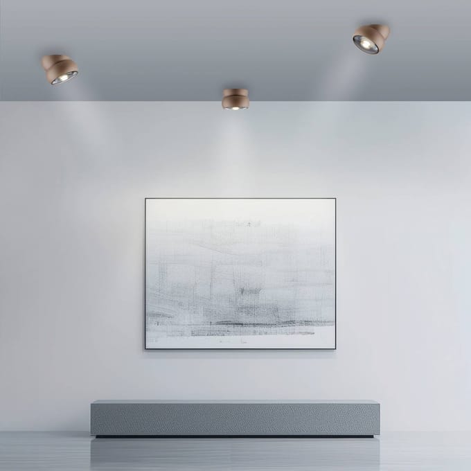 LED plafondspot PURE Move, Ø 12 cm, bronskleurig, metaal/glas