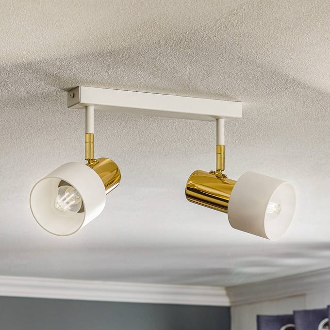 Argon Plafondspot Destin, 2-lamps, wit/messing