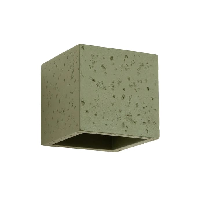 Wandlamp QUAD met licht naar boven en beneden - Sollux Lighting - IP20 - Olijfgroen beton behuizing - 10 x 12 x 10 cm - 1 x G9 LED, exclusief lichtbron - Max. 8 W - Industriële wandlamp voor hal, entreehal en woonkamer
