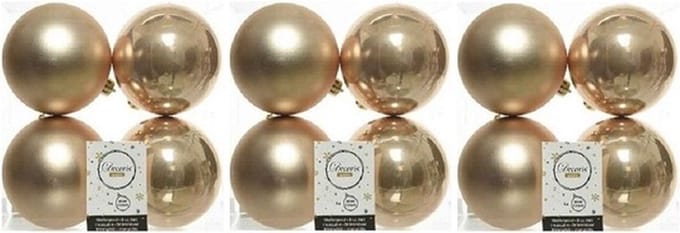 Decoris Kerstballen - 12x st - donker parel/champagne - D10 cm - kunststof - kerstversiering
