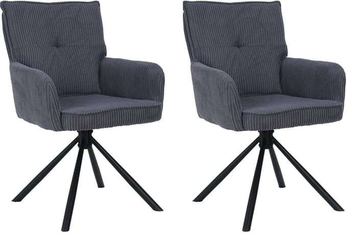 Les-Eetkamerstoel - Set van 2 - Antraciet Corduroy