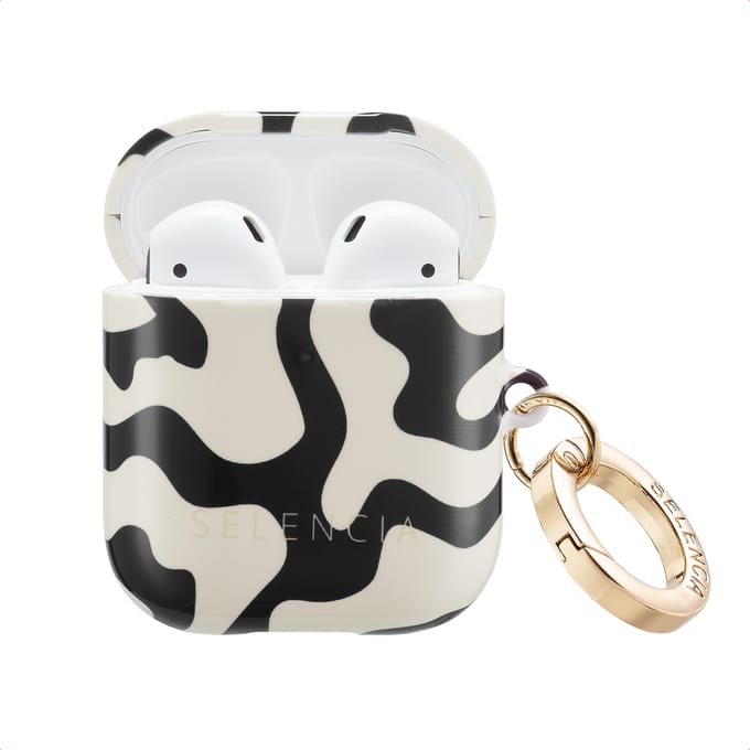 Selencia Vivid Case voor de  Apple AirPods 1 / 2 - Art Wave Black