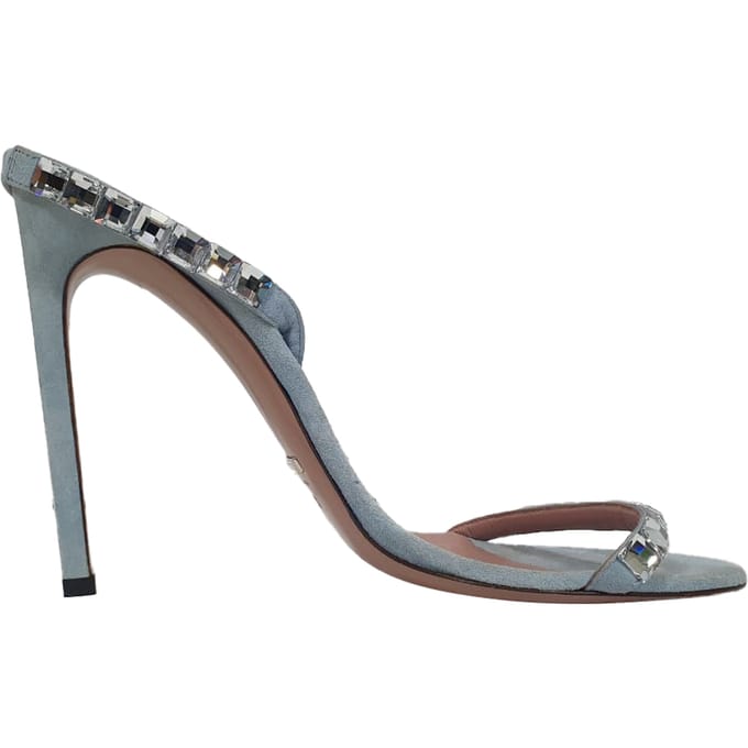 Gucci Kristallen Versierde Slingback Sandalenhakken in Blauwe Suède