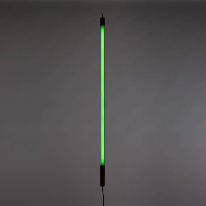 SELETTI LED lamp Linea, groen, houten details, universeel