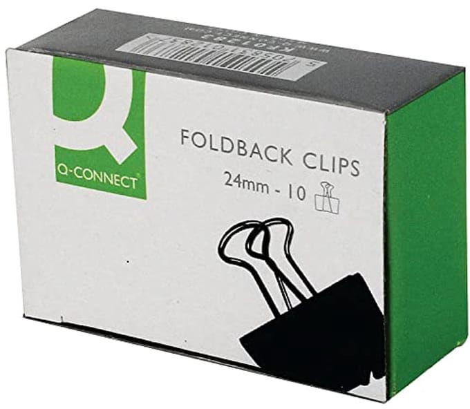 Vouwclips 24mm Zwart - 10 Stuks
