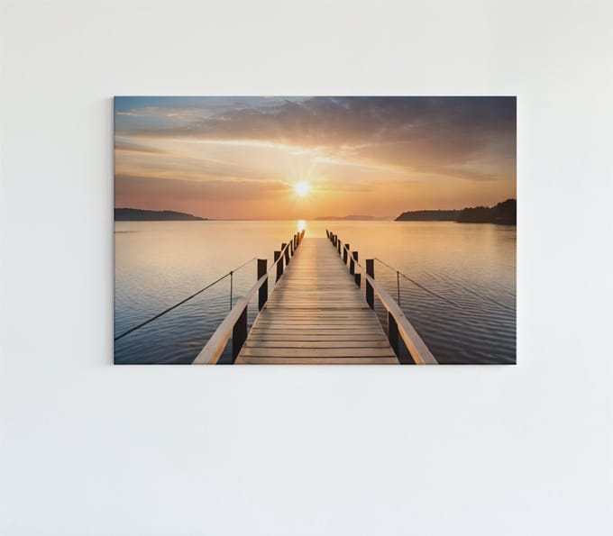 Canvas Schilderij - Houten Pier - Landschappen - Natuur - 90x60x2 cm