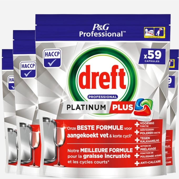 Dreft Platinum Plus Regular All in 1 Vaatwastabletten - 236 tabs (4x59) - Voordeelverpakking