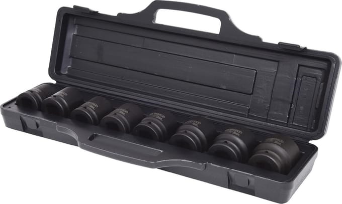 Korte 3/4" Zeskant Krachtdopsleutelset 8-Delig 24-38 mm Chroom-Molybdeen