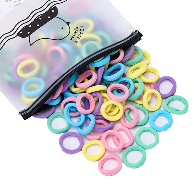 100 Pièces Élastiques à Cheveux Excellente Élasticité Couleurs Variées Élastiques à Cheveux Réutilisables pour la Maison le Campus black