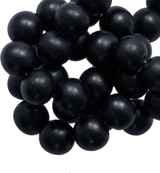 Houten Kralen Intense Look (10 mm) Night Sky Black (80 stuks)
