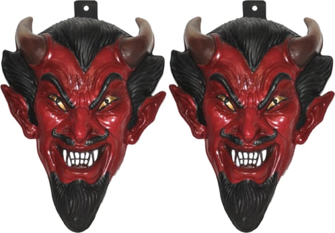2x stuks halloween/Horror party plastic duivel wand/muur versiering masker