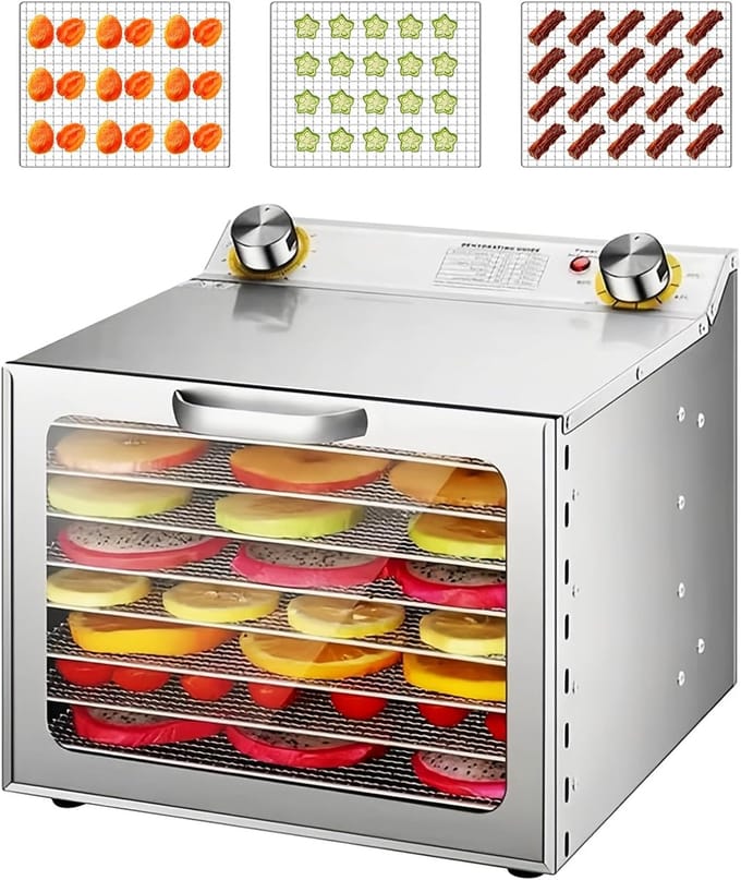 Voedseldroger - Drogermachine - Voedsel Conserveren - Intelligente Temperatuurregeling - 8 Bakjes - Wit