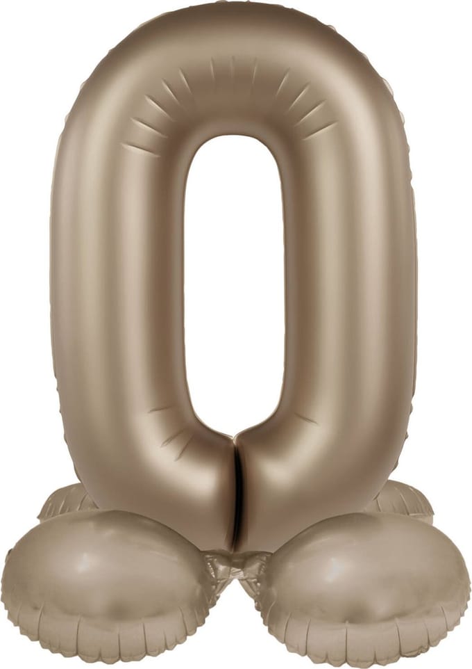 Staande Folieballon Cijfer 0 - Starlight Gold - Satin Gloss - 41 cm