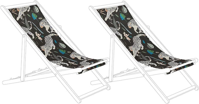 ANZIO/AVELLINO - Ligstoel doek set van 2 - Zwart - Polyester