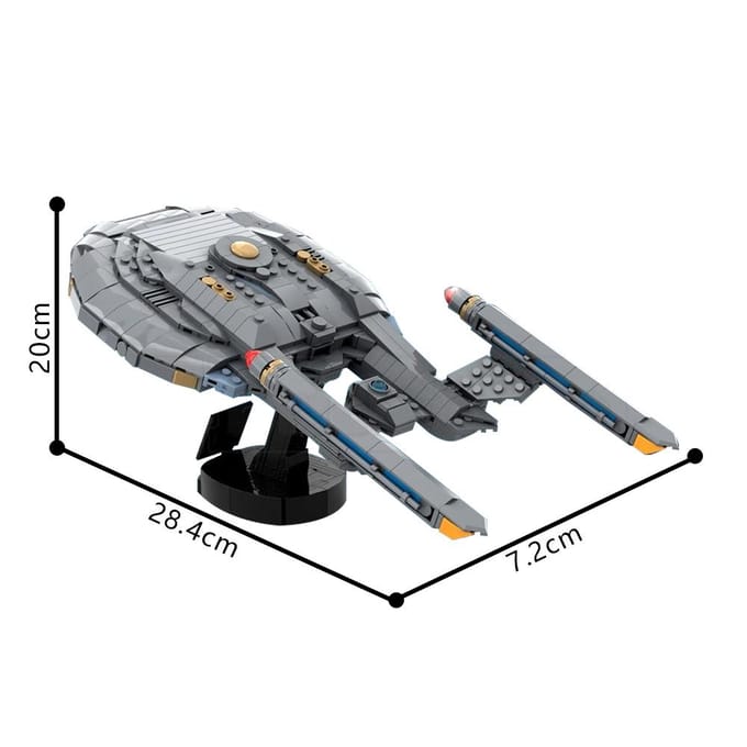 Gobricks MOC-226249 Enterprise (NX-01) Midi Formaat Bouwstenen Space Trek Stenen Cadeau gray
