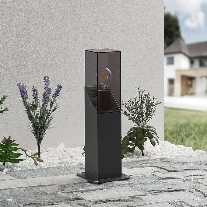 Lucande - Sokkellamp - 1licht - Aluminium, polycarbonaat - H: 40 cm - E27 - antraciet, helder