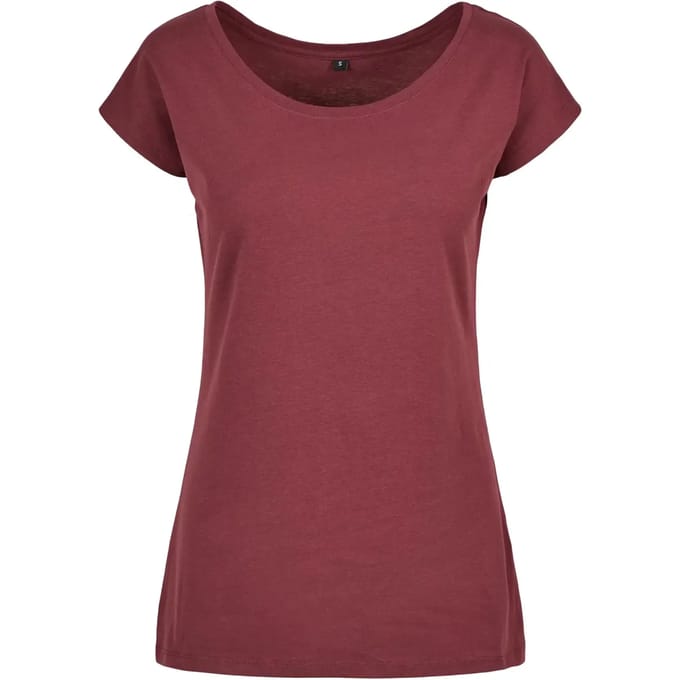 Build your Brand Ladies´ Wide Neck Tee BYBB013 - Cherry - M