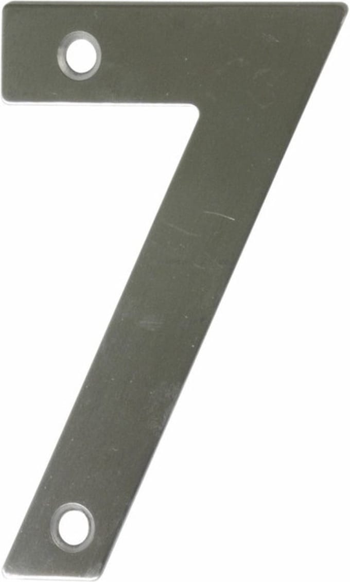 AMIG Huisnummer 7 - massief Inox RVS - 10cm - incl. bijpassende schroeven - zilver