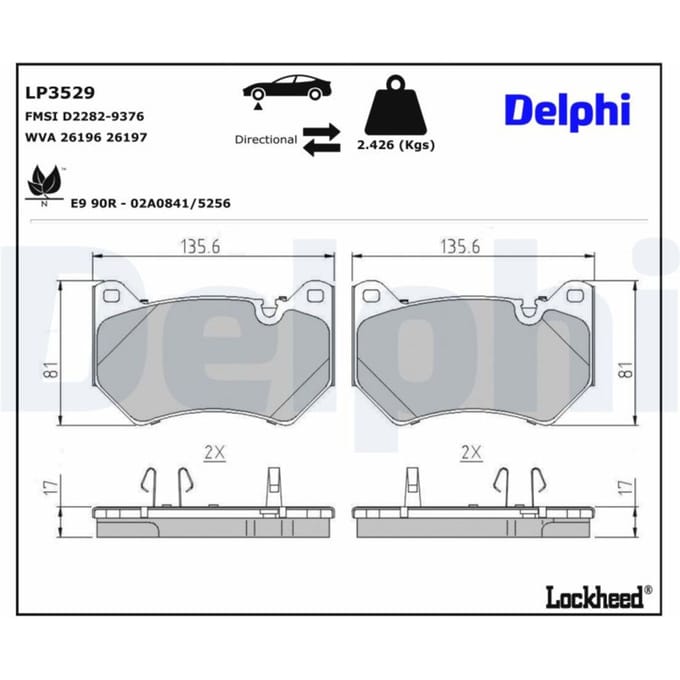 Remblokset DELPHI LP3529, voor