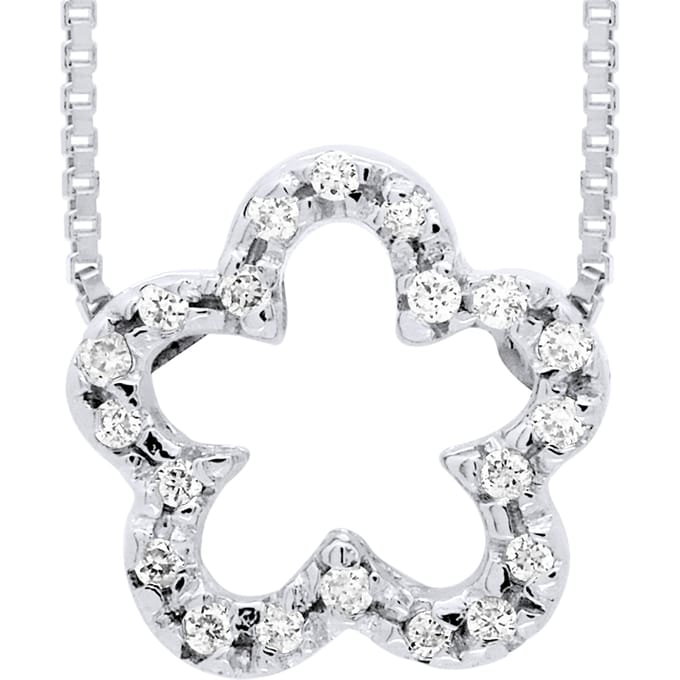 Bloemen halsband Diamonds 0,15 Cts White Gold