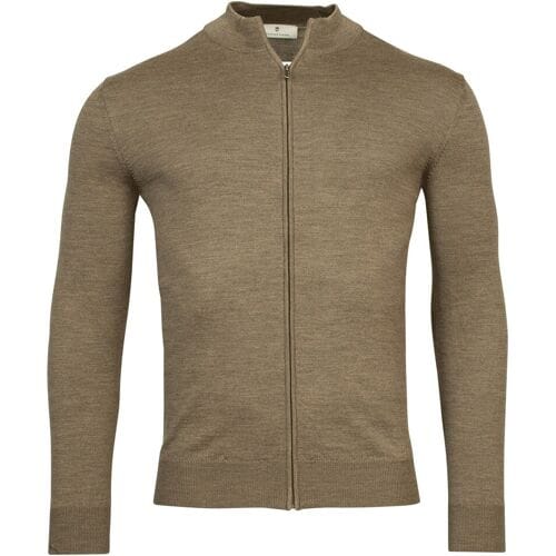 Thomas Maine Vest Cardigan Zip Single Knit Merino Wool Khaki / male