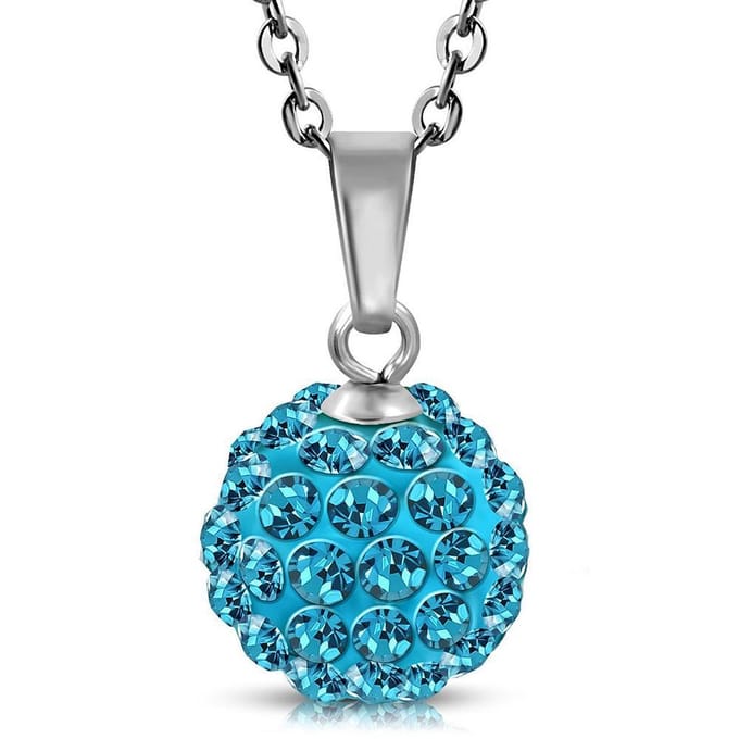 Amanto Ketting Cava Aqua - 316L Staal - Shamballa - Ø12mm - 45cm
