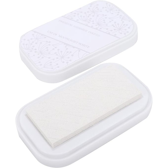 Tampon encreur en métal de couleur grand tampon en caoutchouc artisanal pour bricolage(Lune Blanche ) blanc