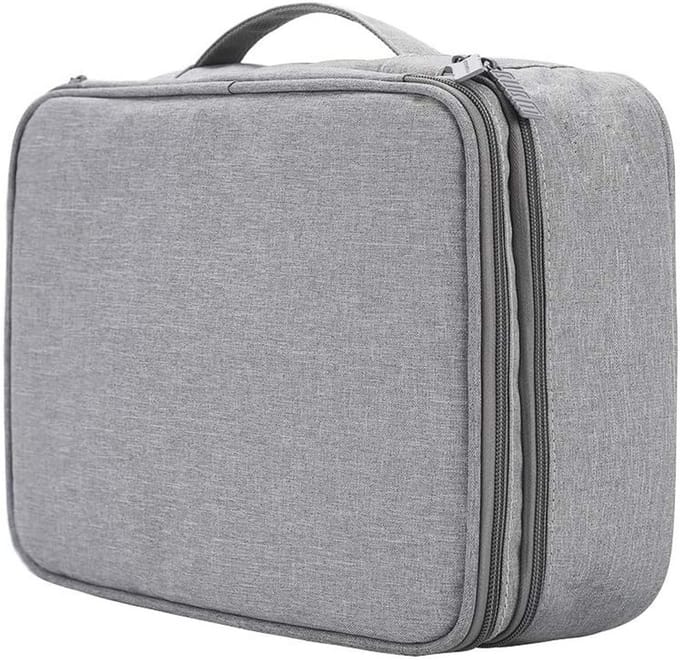 Extra grote dubbellaagse reiskabel organizer tas - Draagbare opbergtas voor elektronica accessoires met compartimenten