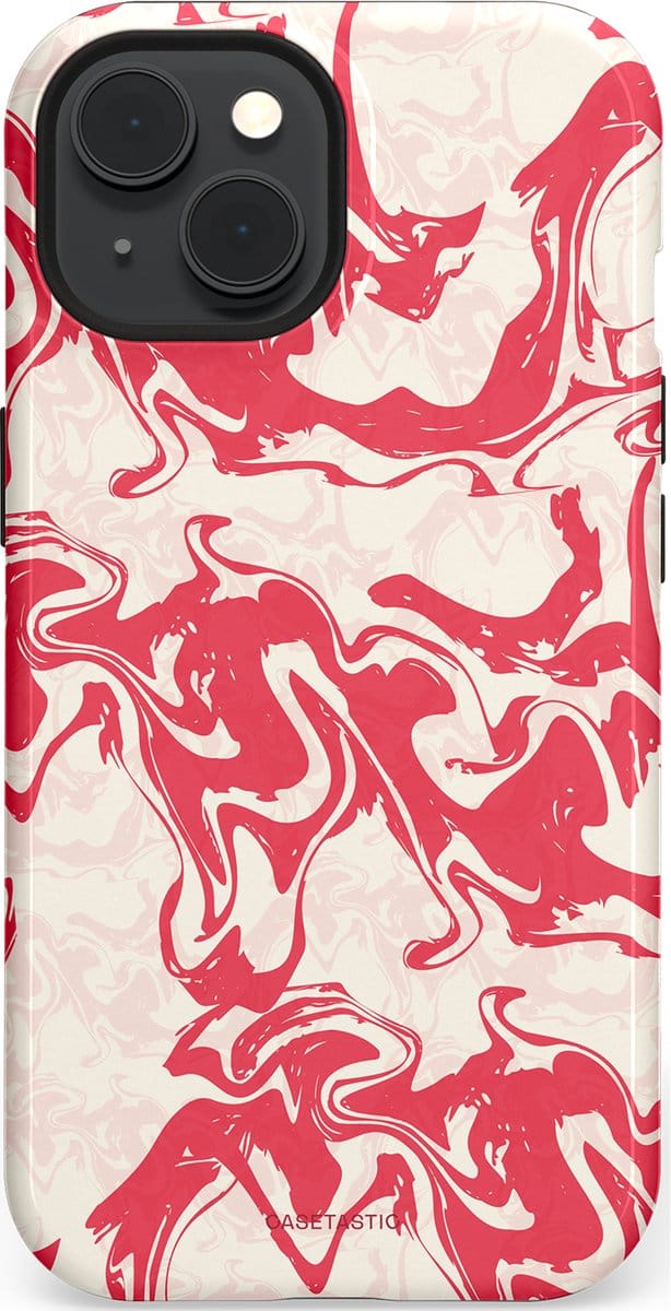 Casetastic hoesje geschikt voor Apple iPhone 15 - MagSafe - Dubbellaagse bescherming - Marshmellow Explosie - Fashion Case - Koraal Wit Crème Lichtroze