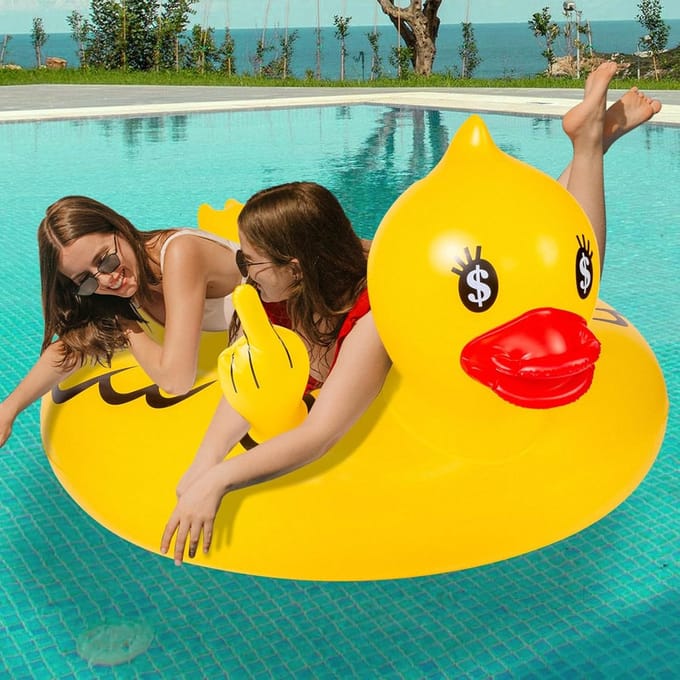 Float Joy Eend Zwemring Opblaasbaar 105cm - Zwembad Speelgoed - Waterspeelgoed - Pool Float - Inflatable Duck voor Kinderen en Tuinfeest