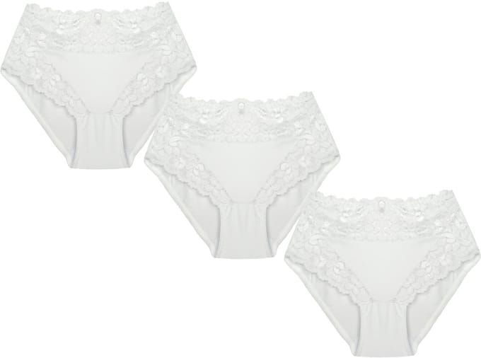 3-Pack Dames tailleslips JC met kant H805 Wit - maat M