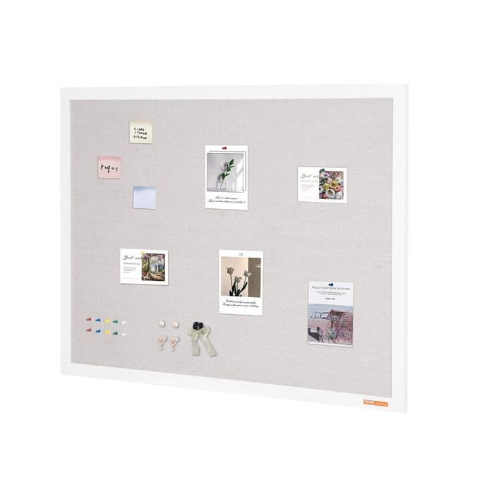 Tableau d'affichage en liège blanc 48 x36  avec surface en lin, tableau d'affichage mural