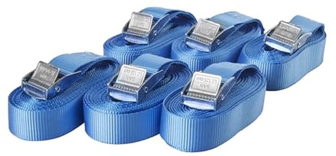 Spanbanden met klemsluiting en hoge belastbaarheid tot 250kg - Set van 6 - 6m x 25mm