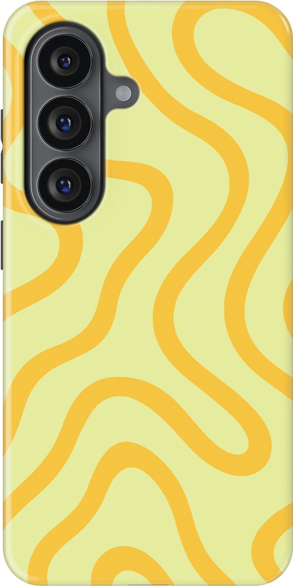 DripCase Curvy Lines Hoesje Samsung Galaxy S26 Plus | Backcover met Mag | Design Tough Case Samsung Galaxy S26 Plus Lemon Loop