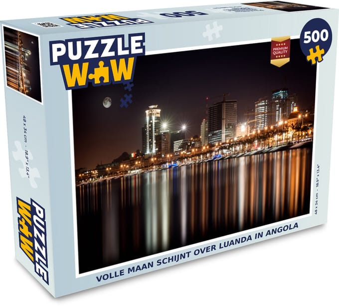 Puzzel Volle maan schijnt over Luanda in Angola - Legpuzzel - Puzzel 500 stukjes