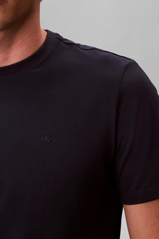 Calvin Klein Ss Classic Monogram Tee Dark Sapphire/bright White Taglia: S | Magliette basic Outlet | Uomo | Bianco