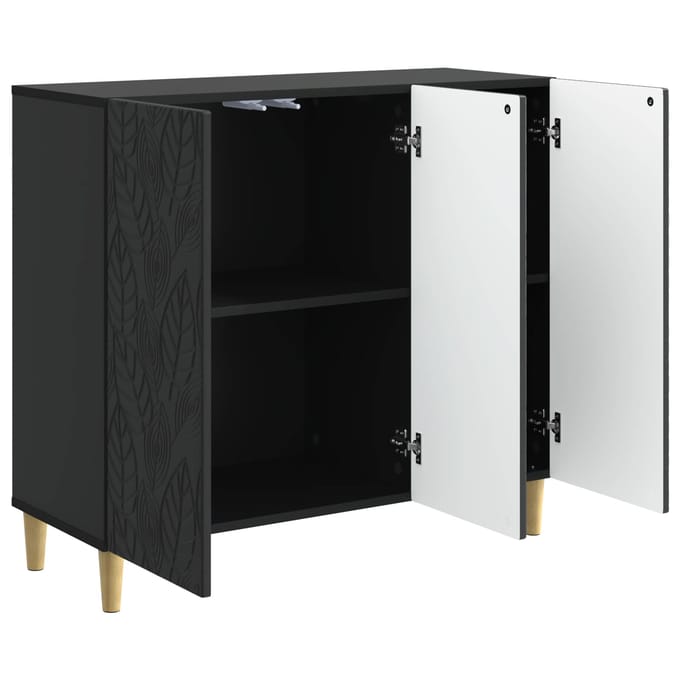 vidaXL - Dressoir - Zwart - 89 - x - 34,5 - x - 80 - cm - Bewerkt - hout