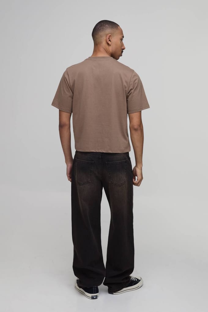 Shrunken Athens Riviera Embroidered T-Shirt | Brown | Size Small