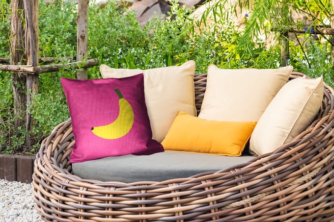 Tuinkussen - Banaan - Geel - Fruit - 40x40 cm - Weerbestendig