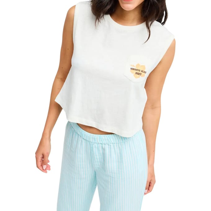 Roxy Salt Blocks Muscle Mouwloos T-shirt Wit XS Vrouw