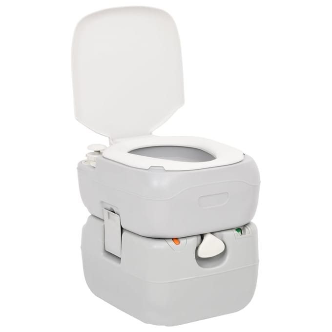 vidaXL - Campingtoilet - draagbaar - 22+12 - L - HDPE - grijs - en - wit