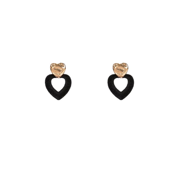 Go Dutch Label Oorknoppen Velvet Hearts Black