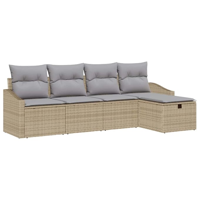 vidaXL - Bankstel - 6 - st - poly - rattan