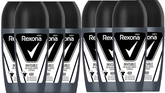 Rexona Deo Roller Men - Invisible On Black & White Clothes - 8 x 50 ml