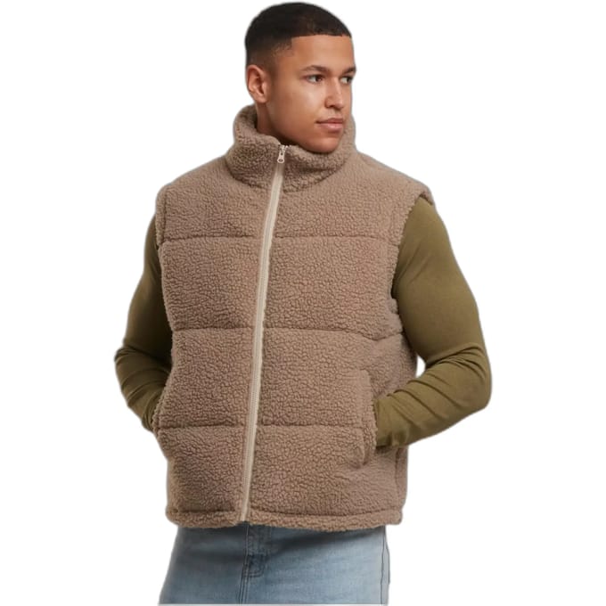 Urban Classics - Basic Teddy Puffer Mouwloos jacket - S - Paars