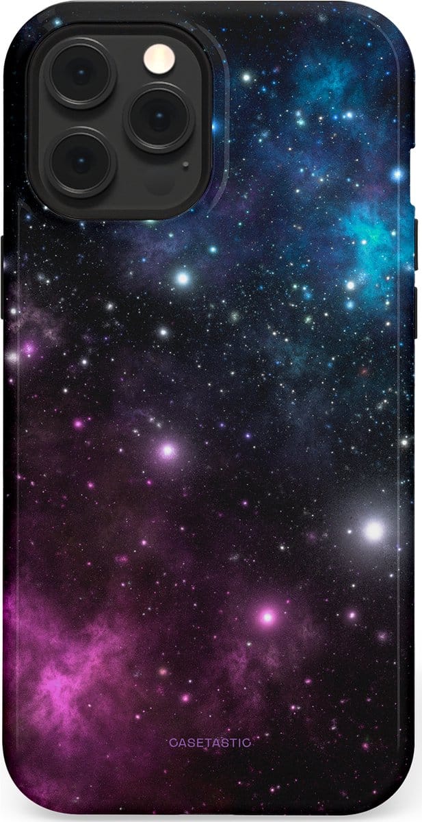Casetastic hoesje geschikt voor Apple iPhone 12 Pro Max - MagSafe - Dubbellaagse bescherming - Nebula gloed - Fashion Case - Zwart Donkerblauw