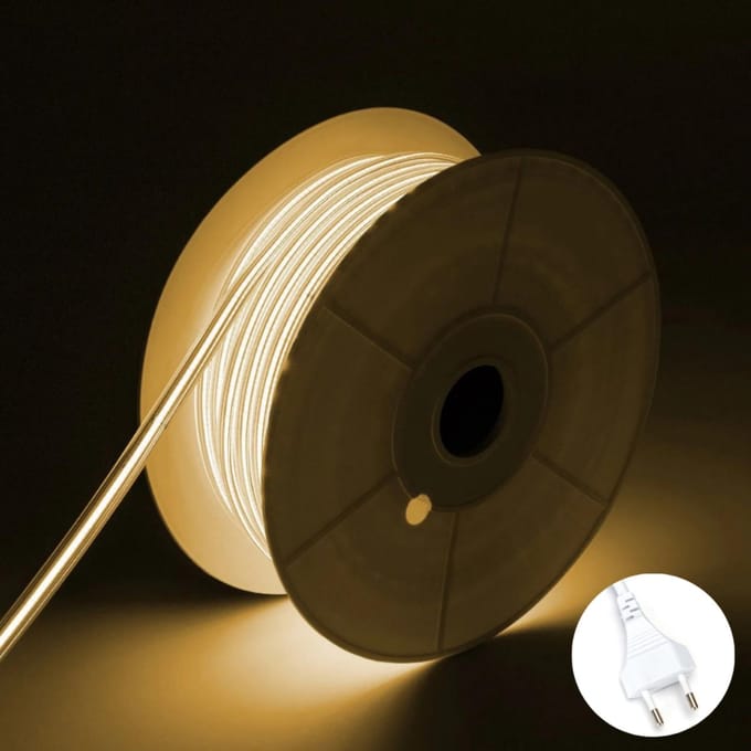 COB LED Strip - Warm Wit 2700k - 20 Meter in één rol(1x 20meter) - 800Lumen per meter - 220V - Waterdicht(IP65) - Complete Set