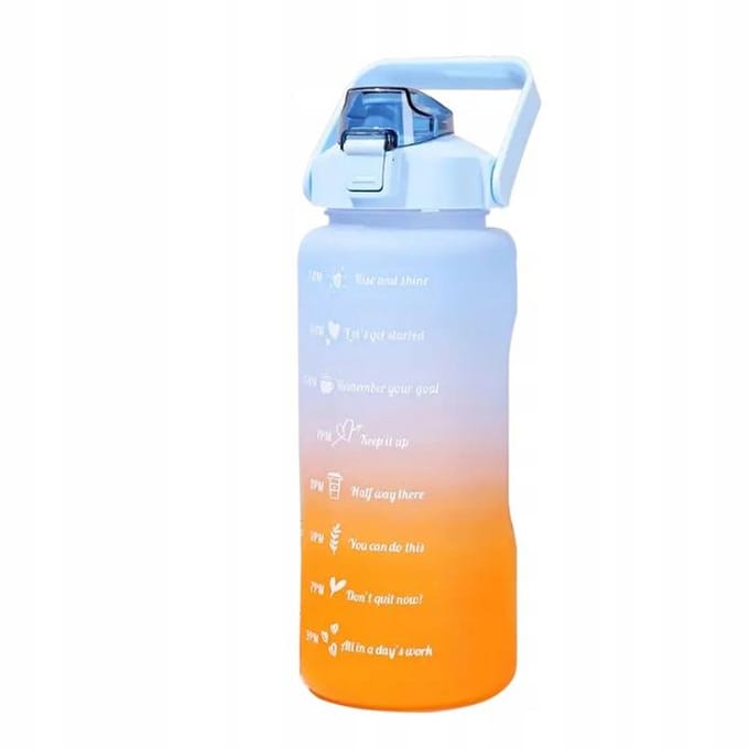 Motiverende Drinkfles 2L met Rietje, Handvat en Maatstreep