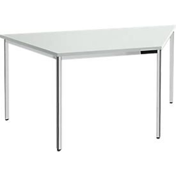 Vergadertafel, trapezium 1600 x 800 mm, lichtgrijs
