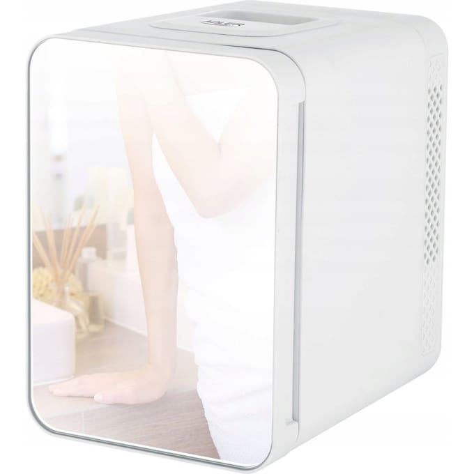 Minikoelkast van 4 liter met spiegelkoeling en verwarming, perfect voor thuis en in de auto, wit